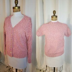 VINTAGE HANDMADE PAIR! Pink Sweater and Cardigan -- Never Worn!